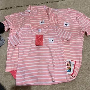 Set of 3 matching tops- women size L, kids sizes 120 and 90